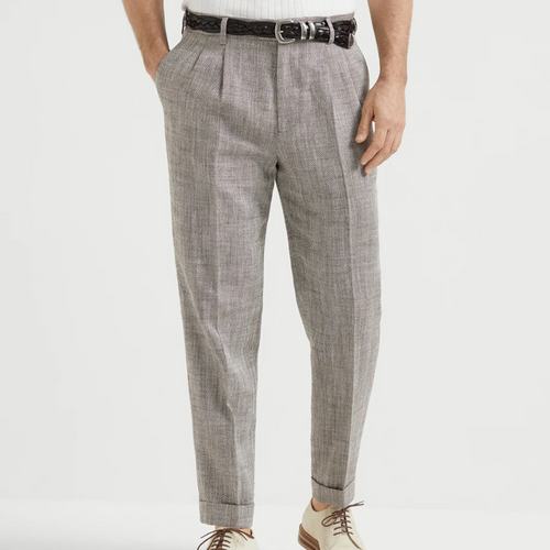 Men's Spring Fashion Classic Retro Herringbone Casual Suit Pants MTA1284D5K
