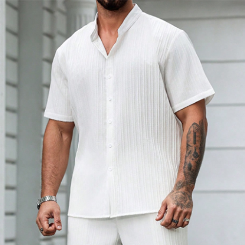 Men's Spring Summer Fashion Casual Cool Short Sleeve Shirt Style Long Set MTA0150D5K