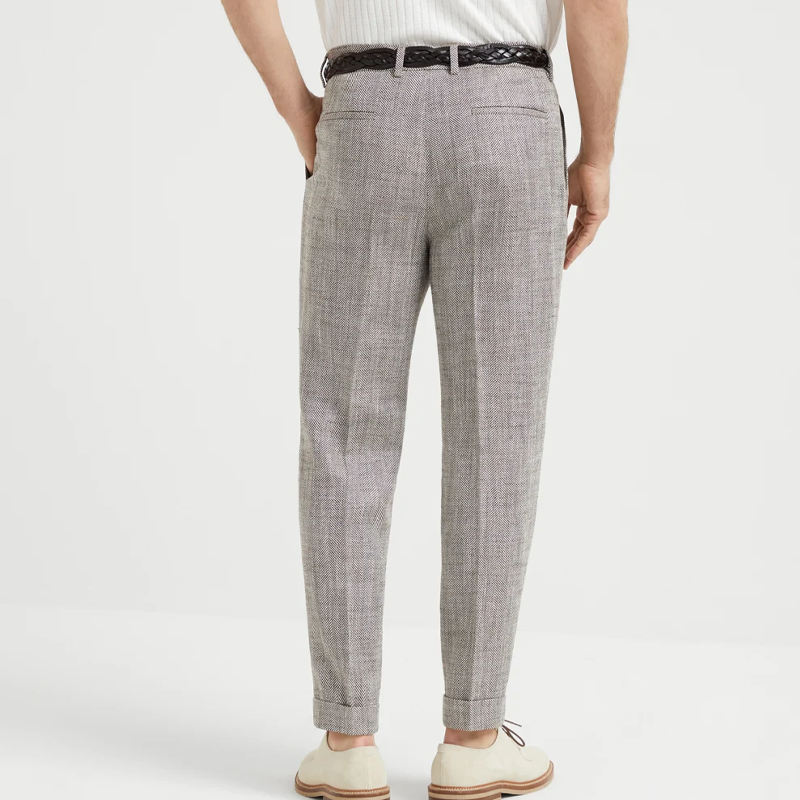 Men's Spring Fashion Classic Retro Herringbone Casual Suit Pants MTA1284D5K
