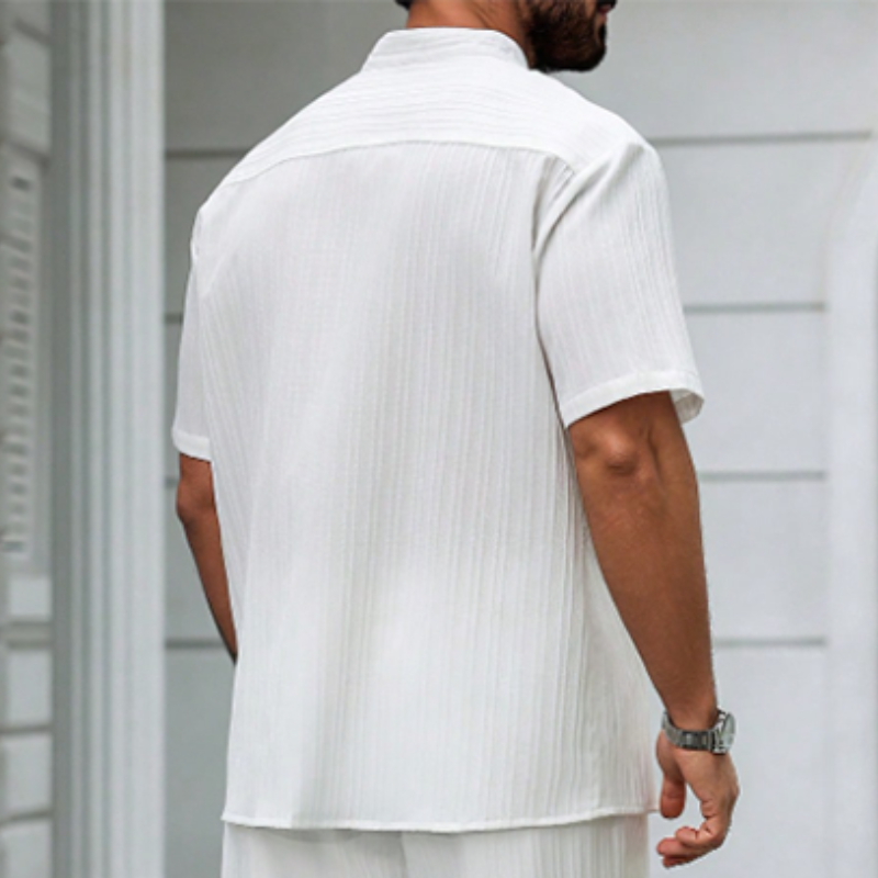 Men's Spring Summer Fashion Casual Cool Short Sleeve Shirt Style Long Set MTA0150D5K