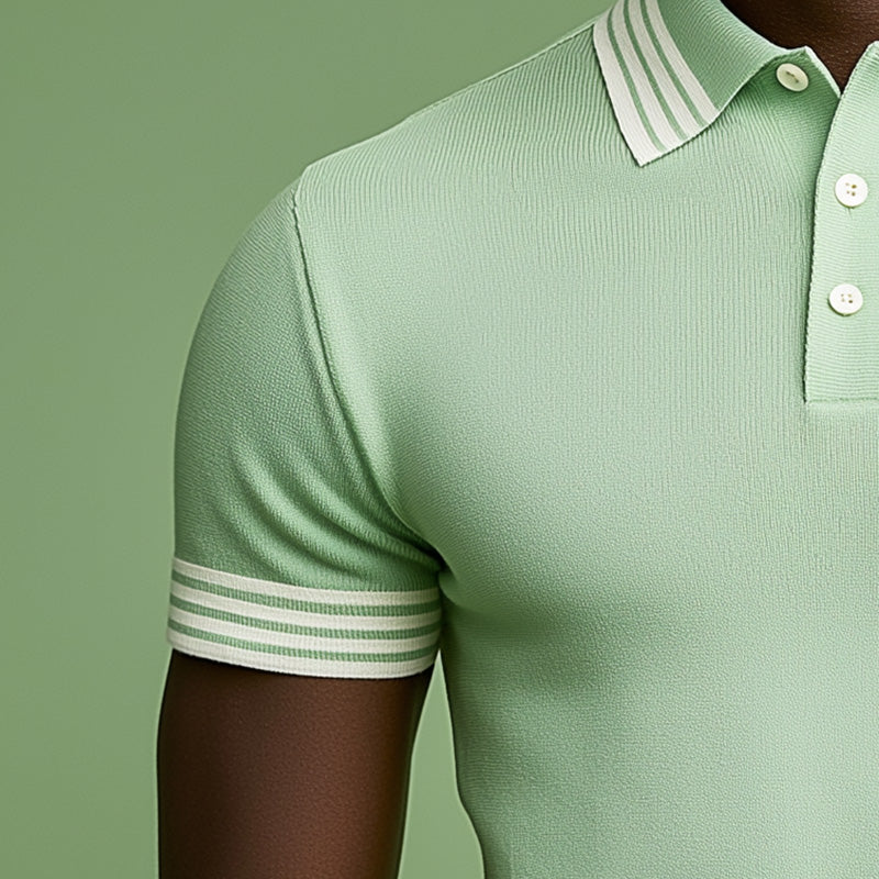 Men's Summer Fashion Ribbed Knitted Short Sleeve Polo Shirt MTA1529D5P