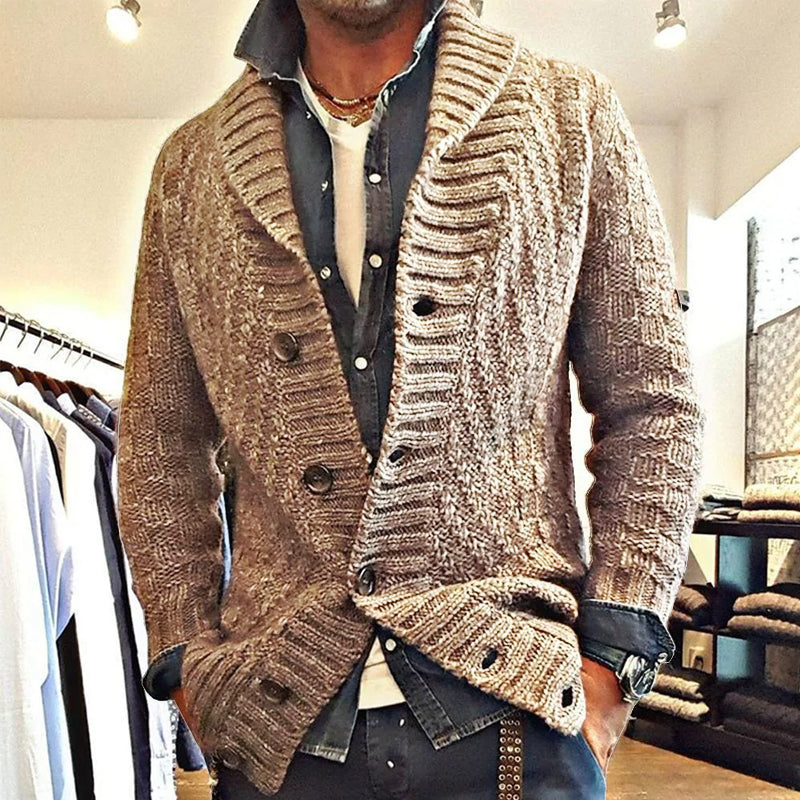 MEN'S VINTAGE LAPEL KNIT CARDIGAN JACKET 05701756X