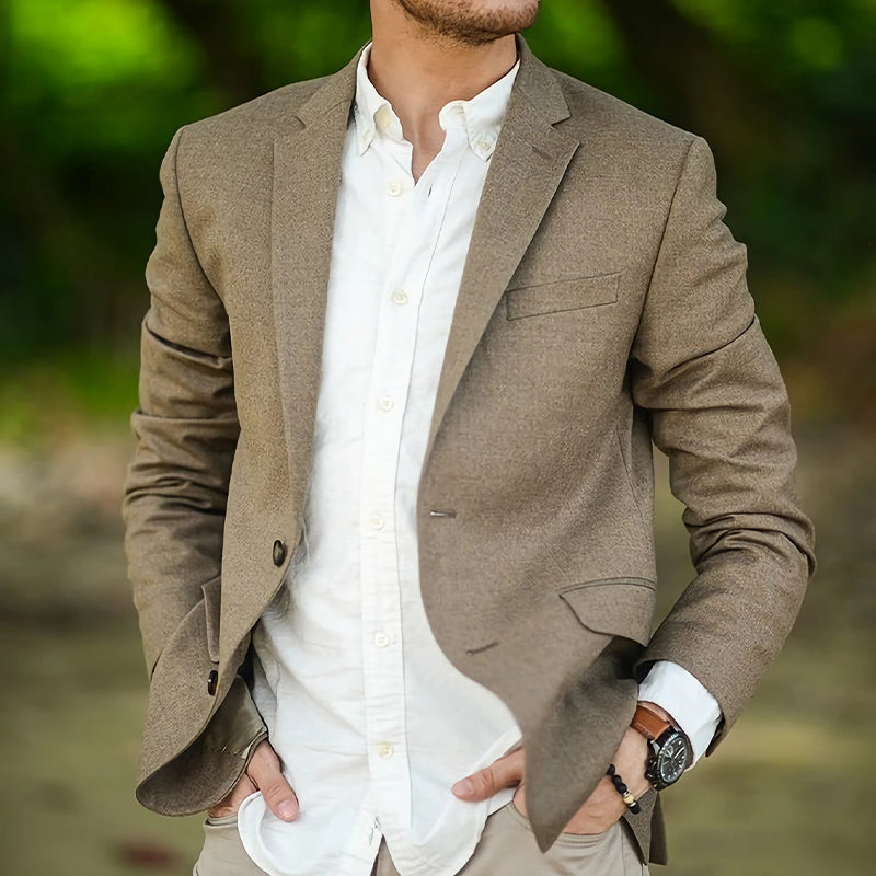 Men's Khaki Blend Two-Button Blazer MTA1951C5U