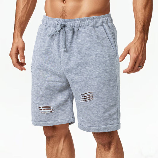 Men's Ripped Casual Solid Color Sports Shorts MTA1736D8X