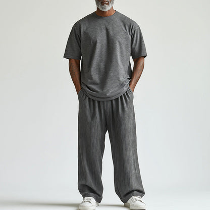 Men's Summer Modal Short Sleeve T-shirt Blended Trousers Set MTA1501D0P
