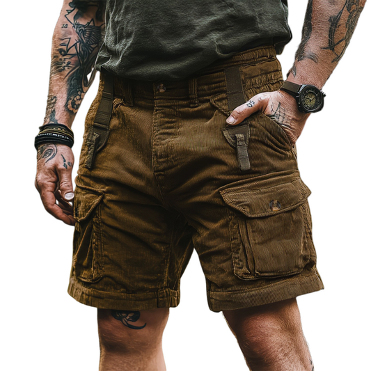 Men’s Casual Outdoor Corduroy Multi-Pocket Cargo Shorts MTA3147C9M
