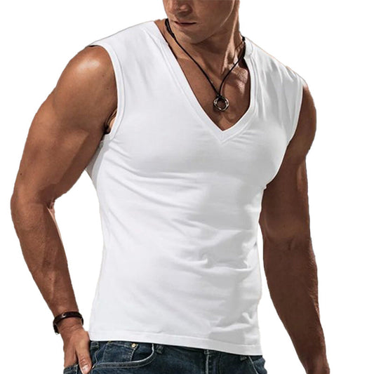 Men's Summer Simple Cotton Breathable Comfortable V-Neck Tank Top MTA2335D3P