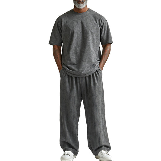 Men's Summer Modal Short Sleeve T-shirt Blended Trousers Set MTA1501D0P